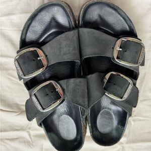Birkenstock black Sandals with Silver Buckles